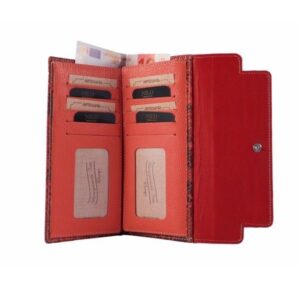 Cartera Billetero de señora en piel de reptil color rojo