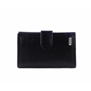Billetero de piel para mujer clásico en color negro Nilo