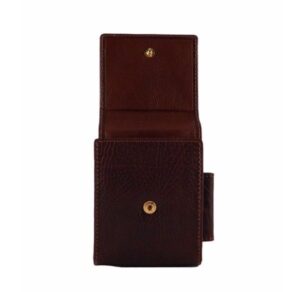 Pitillera de piel color marrón con soporte para mechero