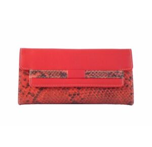 Cartera Billetero de señora en piel de reptil color rojo