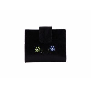 Billetero pequeño en piel juvenil con flores