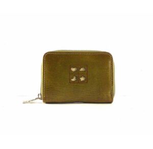 Monedero piel cremallera con grabados en color verde cuero o rojo