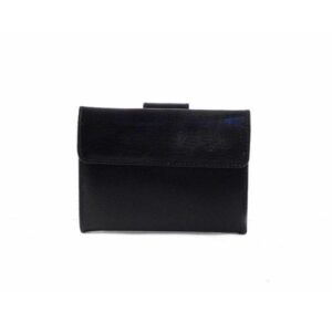 Billetero de piel para señora con detalle floral en color negro