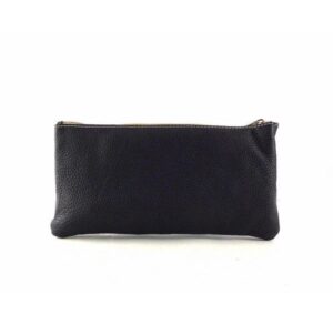 Monedero – neceser de piel con cremallera para bolso morado y blanco