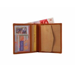 Billetera piel para caballero con monedero en color cuero