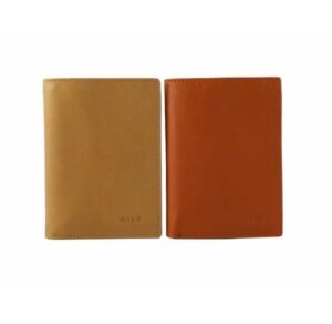 Billetera piel Nilo con monedero y doble billetero en color cuero o beis