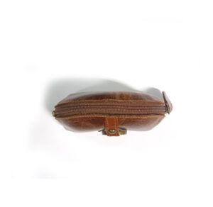 Monedero de piel pequeño con cremallera en color cuero original