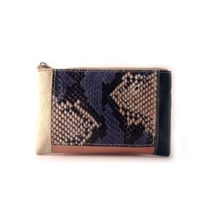 Monedero piel de cremallera con combinación serpiente print
