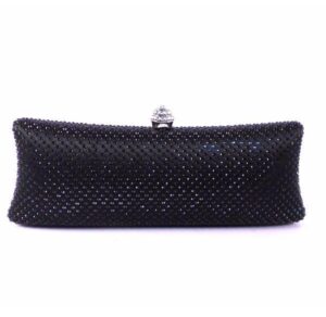 Clutch negro rígido de Victoria Delef con bandolera de cadena plata