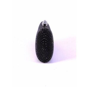 Clutch negro rígido de Victoria Delef con bandolera de cadena plata