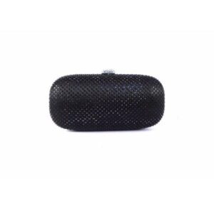 Clutch negro rígido de Victoria Delef redondeado con cadena