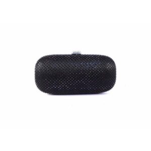 Clutch negro rígido de Victoria Delef redondeado con cadena