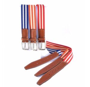 Cinturón elástico Miguel Bellido de rayas con terminación en piel cuero