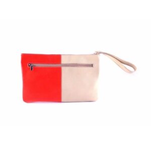 Neceser bolso de piel grande para mujer color rojo