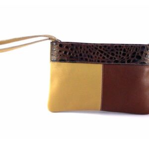 Neceser bolso de piel pequeño para mujer color rojo o marrón