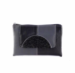 Monedero en piel Nilo cremallera para mujer color gris o marrón