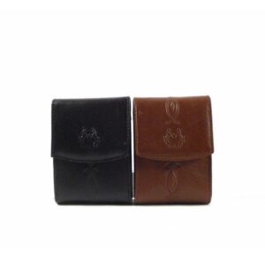 Pitillera de piel Nilo color cuero/negro