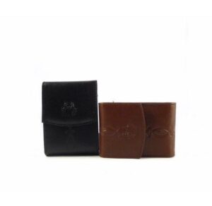 Pitillera de piel Nilo color cuero/negro