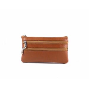 Monedero cremalleras en piel unisex rojo, negro, azul y marrón