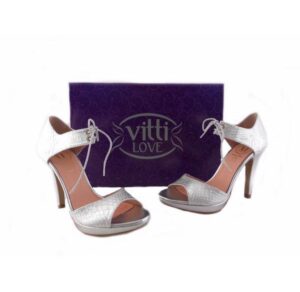 Sandalias Vitti Love reptil plata con lazada al tobillo