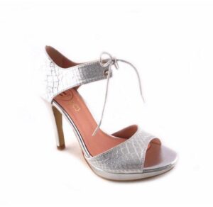 Sandalias Vitti Love reptil plata con lazada al tobillo