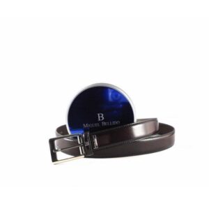 Cinturón Miguel Bellido en piel color burdeos brillo