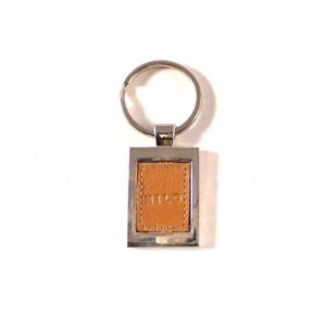 Llavero metálico con piel Nilo color marrón y cuero