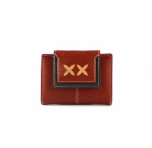 Cartera billetera de mujer en piel Nilo de tamaño mini caoba