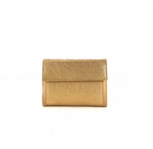 Billetera de mujer pequeña con solapa en piel en oro glitter con serpiente print