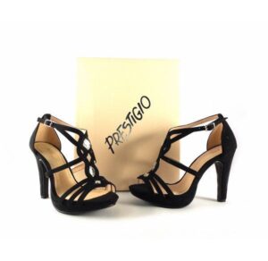 Sandalias de fiesta Prestigio de tiras con pedrería color negro