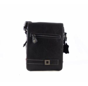 Bandolera de hombre pequeña Matties Bags con solapa en color negro