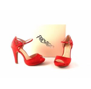 Sandalias mujer Prestigio antelina rojo con pulsera