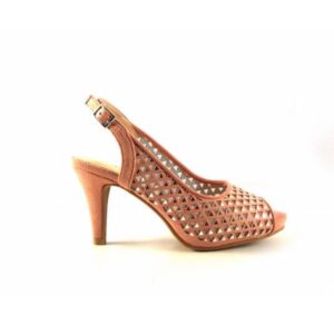 Sandalias de tacón Prestigio peep toe rosa salmón