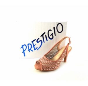 Sandalias de tacón Prestigio peep toe rosa salmón