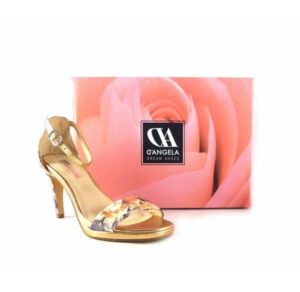 Sandalias de fiesta D’Angela estampado floral sobre oro bronce