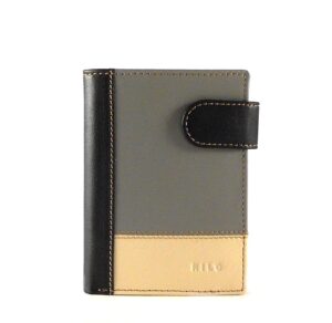 Cartera piel hombre con broche Nilo combinada en gris o caldera