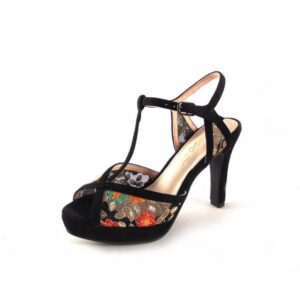 Sandalias de tacón alto Prestigio estampado floral color negro