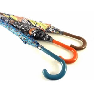 Paraguas largo mujer Bisetti color marrón, azul y naranja