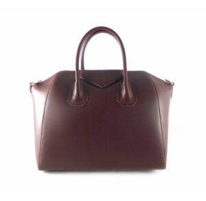 Bolso clásico totte en piel de asas de mano con bandolera color burdeos