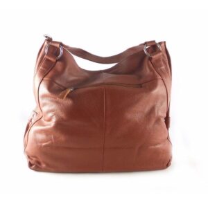 Bolso shopper en piel natural color cuero con doble asa