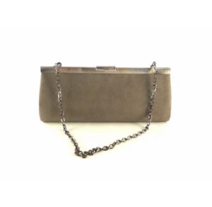 Cartera de mano Victoria Delef antelina color taupe