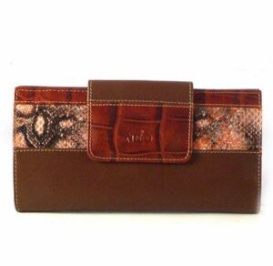 Cartera billetera mujer piel de calidad Nilo grande marrón combinada