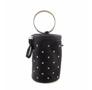 Bolso fiesta o cóctel con asa metálica E.Ferri negro con dorado