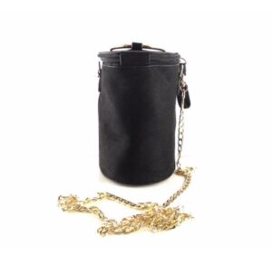 Bolso fiesta o cóctel con asa metálica E.Ferri negro con dorado