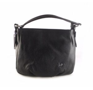 Bolso tipo hobo en piel auténtica con asa de hombro y bandolera negro