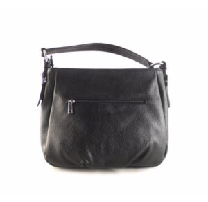 Bolso tipo hobo en piel auténtica con asa de hombro y bandolera negro