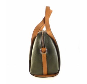 Bolso de mano dos asas en PIEL auténtica combinado camel