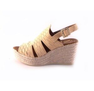 Alpargatas mujer VIGUERA de cuña esparto media color nude