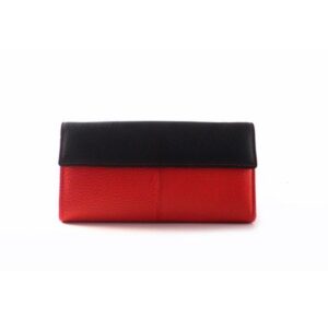 Cartera mujer grande de piel auténtica NILO combinada rojo/negro