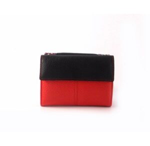 Cartera mujer pequeña piel auténtica NILO combinada rojo/negro